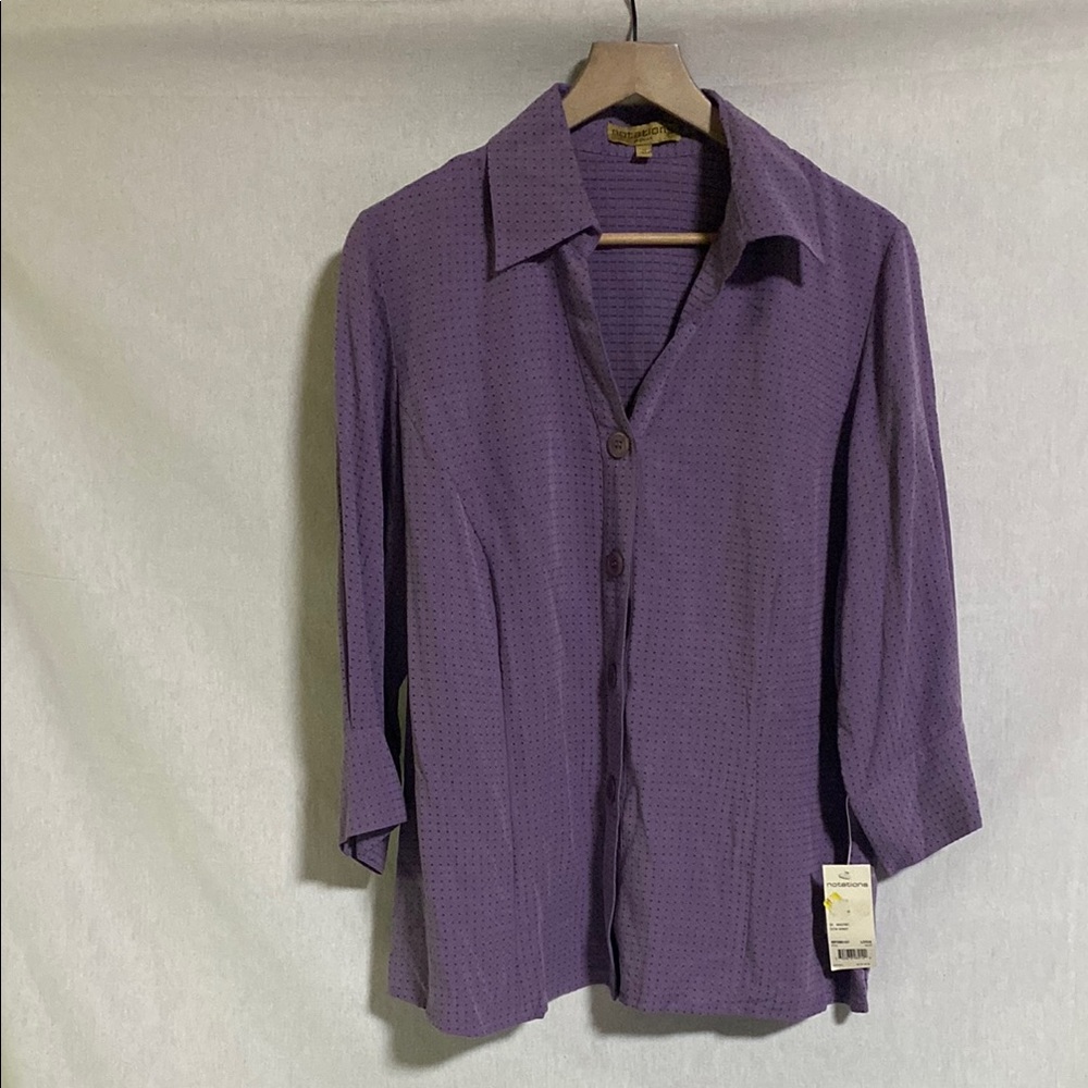 Notations Purple Casual Button Down Shirt NWT Vintage Y2K